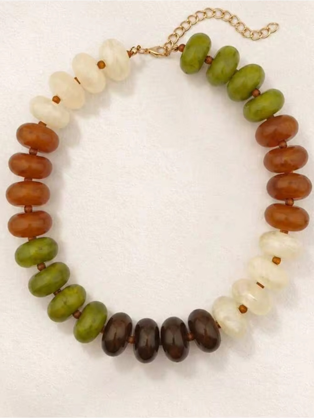 New! Colorblock Dopamine Resin Beaded Choker Statement Necklace